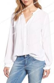 Velvet by Graham Spencer Ruffle Tie Neck Top at Nordstrom